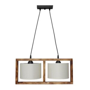 HKF-01 2L WOOD ΛΕΥΚΟ/ΚΡΕΜ-ΚΑΜΕΝΟ ΚΡΕΜΑΣΤΟ Ε/27 ΞΥΛΟ-ΑΜΠΑΖΟΥΡ Heronia – 14-0222