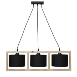 HKF-03 3L WOOD ΜΑΥΡΟ-NATURAL ΚΡΕΜΑΣΤΟ Ε/27 ΞΥΛΟ-ΑΜΠΑΖΟΥΡ Heronia – 14-0225