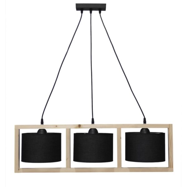 HKF-03 3L WOOD ΜΑΥΡΟ-NATURAL ΚΡΕΜΑΣΤΟ Ε/27 ΞΥΛΟ-ΑΜΠΑΖΟΥΡ Heronia – 14-0225