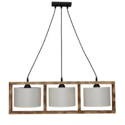HKF-01 3L WOOD ΛΕΥΚΟ/ΚΡΕΜ-ΚΑΜΕΝΟ ΚΡΕΜΑΣΤΟ Ε/27 ΞΥΛΟ-ΑΜΠΑΖΟΥΡ Heronia – 14-0228