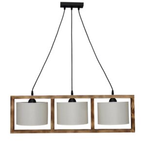 HKF-01 3L WOOD ΛΕΥΚΟ/ΚΡΕΜ-ΚΑΜΕΝΟ ΚΡΕΜΑΣΤΟ Ε/27 ΞΥΛΟ-ΑΜΠΑΖΟΥΡ Heronia – 14-0228