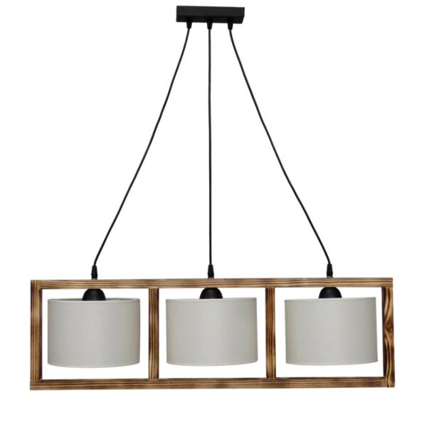 HKF-01 3L WOOD ΛΕΥΚΟ/ΚΡΕΜ-ΚΑΜΕΝΟ ΚΡΕΜΑΣΤΟ Ε/27 ΞΥΛΟ-ΑΜΠΑΖΟΥΡ Heronia – 14-0228