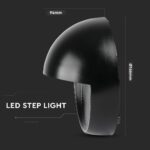 Επιτοίχιο Φωτιστικό LED για Σκαλοπάτια 3W V-TAC Μαύρο Στρογγυλό Αδιάβροχο IP65 Θερμό Λευκό 3000K – 1404