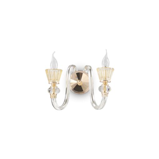 IDEAL LUX Απλίκα Τοίχου STRAUSS 2xE14 Κρύσταλλο – 140599