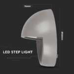 Επιτοίχιο Φωτιστικό LED για Σκαλοπάτια 3W V-TAC Γκρι Στρογγυλό Αδιάβροχο IP65 Θερμό Λευκό 3000K – 1406