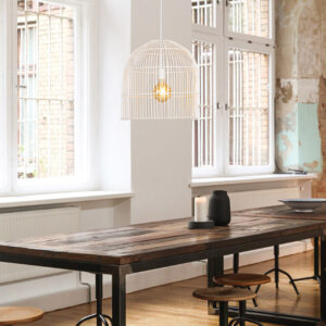 ΦΩΤΙΣΤΙΚΟ ΚΡΕΜΑΣΤΟ ΜΟΝΟΦΩΤΟ  Ε27 MAX 60W D500X500 RATTAN ΛΕΥΚΟ EUROLAMP – 144-33016