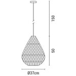 ΦΩΤΙΣΤΙΚΟ ΚΡΕΜΑΣΤΟ ΜΟΝΟΦΩΤΟ Ε27 MAX 60W RATTAN  ΛΕΥΚΟ EUROLAMP – 144-33018