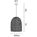 ΦΩΤΙΣΤΙΚΟ ΚΡΕΜΑΣΤΟ ΜΟΝΟΦΩΤΟ Ε27 MAX 60W D450xH560 RATTAN  ΛΕΥΚΟ EUROLAMP – 144-33022