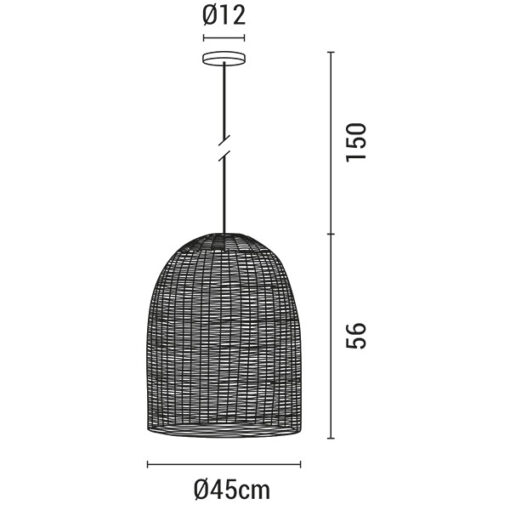ΦΩΤΙΣΤΙΚΟ ΚΡΕΜΑΣΤΟ ΜΟΝΟΦΩΤΟ Ε27 MAX 60W D450xH560 RATTAN  ΛΕΥΚΟ EUROLAMP – 144-33022