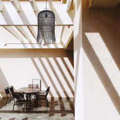 ΦΩΤΙΣΤΙΚΟ ΚΡΕΜΑΣΤΟ ΜΟΝΟΦΩΤΟ Ε27  H610*D330mm RATTAN ΜΑΥΡΟ EUROLAMP – 144-33027