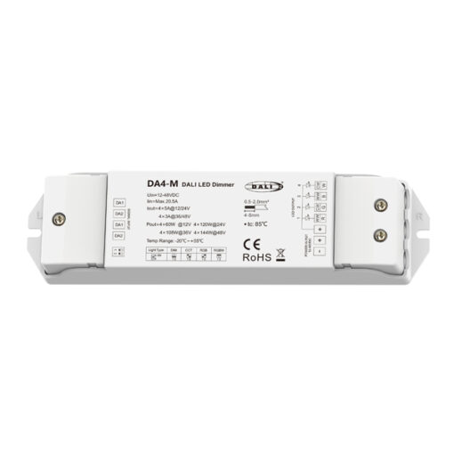DIMMER DALI LED ''DA4-M'' 4 ΚΑΝΑΛΙΑ 12-24VDC/4CH*5A 36-48VDC/4CH*3A EUROLAMP – 145-71606