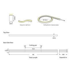 NEON LIGHT LED 5M 8W 24V ΜΠΛΕ IP44 PRO EUROLAMP – 145-73004