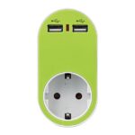 ΑΝΤΑΠΤΟΡΑΣ ΣΟΥΚΟ ΜΕ 2 USB ΠΡΑΣΙΝΟ, ΜΕ ΠΡΟΣΤΑΣΙΑ ΥΠΕΡΤΑΣΗΣ & ΠΑΙΔΙΚΗ ΠΡΟΣΤΑΣΙΑ EUROLAMP – 147-09012