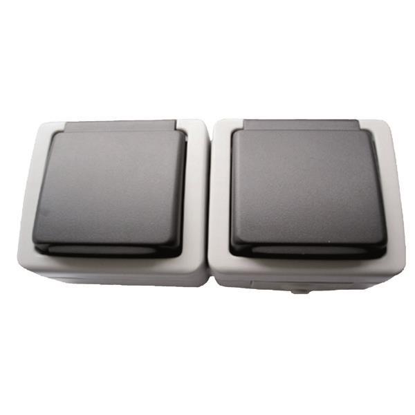 ΠΡΙΖΑ ΣΟΥΚΟ ΔΙΠΛΗ ΜΕ ΚΑΠΑΚΙ ΓΚΡΙ ΙP54 EUROLAMP – 147-16213