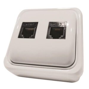 ΠΡΙΖΑ ΜΙΝΙ ΤΗΛΕΦΩΝΟΥ ΔΙΠΛΗ RJ11 6P4C ΛΕΥΚΗ IP20 EUROLAMP – 147-16244