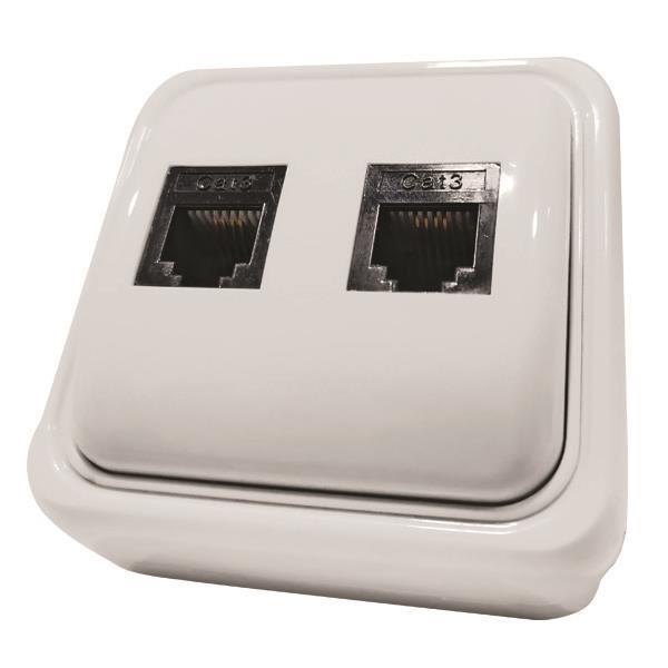 ΠΡΙΖΑ ΜΙΝΙ ΤΗΛΕΦΩΝΟΥ ΔΙΠΛΗ RJ11 6P4C ΛΕΥΚΗ IP20 EUROLAMP – 147-16244