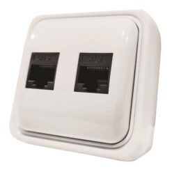 ΠΡΙΖΑ ΜΙΝΙ DATA ΔΙΠΛΗ RJ45 8P8C ΛΕΥΚΗ IP20 EUROLAMP – 147-16246