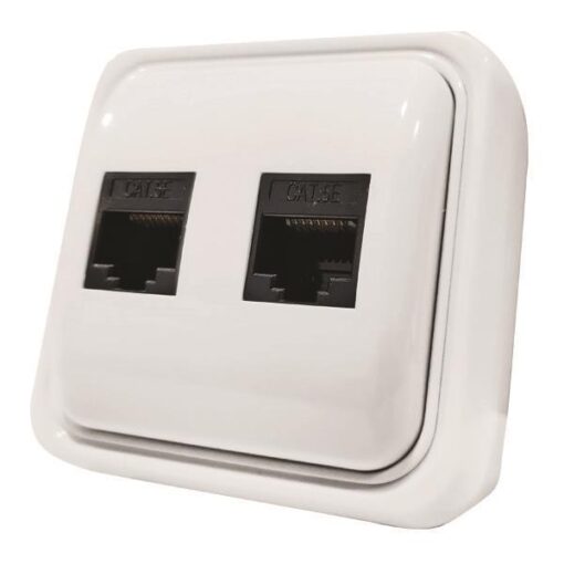 ΠΡΙΖΑ ΜΙΝΙ DATA ΔΙΠΛΗ RJ45 8P8C ΛΕΥΚΗ IP20 EUROLAMP – 147-16246