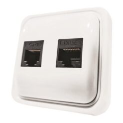 ΠΡΙΖΑ ΜΙΝΙ ΤΗΛΕΦΩΝΟΥ ΔΙΠΛΗ RJ11 & RJ45 ΛΕΥΚΗ IP20 EUROLAMP – 147-16247