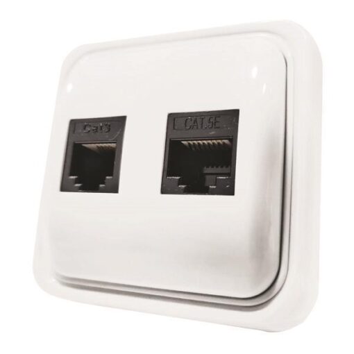 ΠΡΙΖΑ ΜΙΝΙ ΤΗΛΕΦΩΝΟΥ ΔΙΠΛΗ RJ11 & RJ45 ΛΕΥΚΗ IP20 EUROLAMP – 147-16247