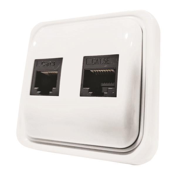 ΠΡΙΖΑ ΜΙΝΙ ΤΗΛΕΦΩΝΟΥ ΔΙΠΛΗ RJ11 & RJ45 ΛΕΥΚΗ IP20 EUROLAMP – 147-16247
