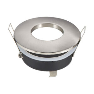 Βάση Σποτ GU10 – MR16 EUROLAMP Χωνευτή Στρογγυλή Νίκελ Σατινέ Αδιάβροχη IP65 – 147-52101