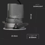LED φωτιστικό οροφής χωνευτό στρογγυλό Cree LED 6W 4000K Φυσικό λευκό ρυθμιζόμενο CRI>95 V-TAC – 1480