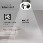 LED φωτιστικό οροφής χωνευτό στρογγυλό Cree LED 6W 4000K Φυσικό λευκό ρυθμιζόμενο CRI>95 V-TAC – 1480