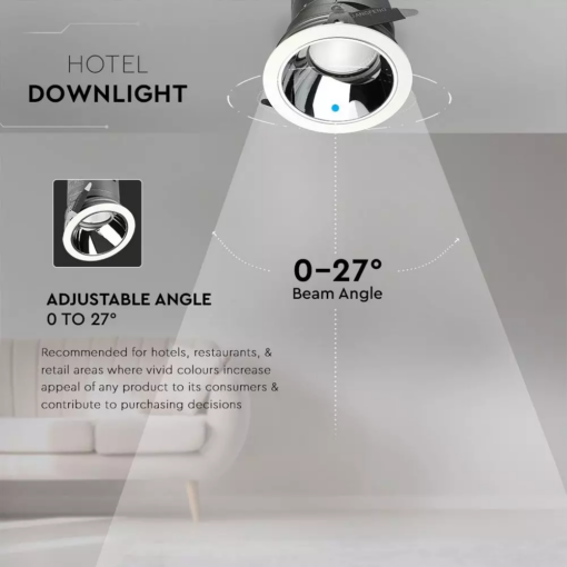LED φωτιστικό οροφής χωνευτό στρογγυλό Cree LED 6W 4000K Φυσικό λευκό ρυθμιζόμενο CRI>95 V-TAC – 1480