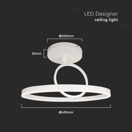 Φωτιστικό Οροφής LED 38W Λευκό V-TAC 4000lm Θερμό Λευκό 3000K – 14984