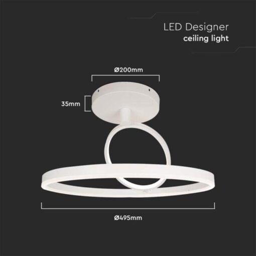 LED φωτιστικό οροφής Designer 37W 4000Κ φυσικό λευκό με λευκό σώμα V-TAC – 14985