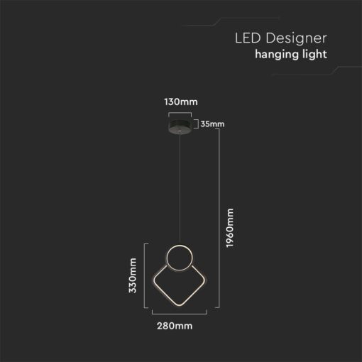 Κρεμαστό LED Φωτιστικό 12W Μαύρο V-TAC 1280lm Φυσικό Λευκό 4000K – 14998