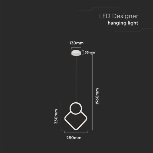 Κρεμαστό LED Φωτιστικό 12W Λευκό V-TAC 1280lm Θερμό Λευκό 3000K – 15000