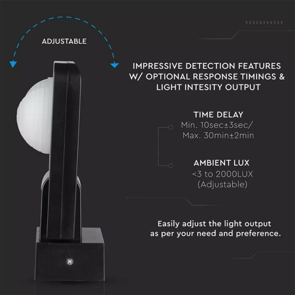 Ανιχνευτής κίνησης/παρουσίας Infrared Max 1000W Μαύρος V-TAC – 15011