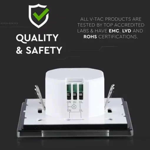 Ανιχνευτής κίνησης χωνευτός Microwave Max 300W LED Μαύρος V-TAC – 15031