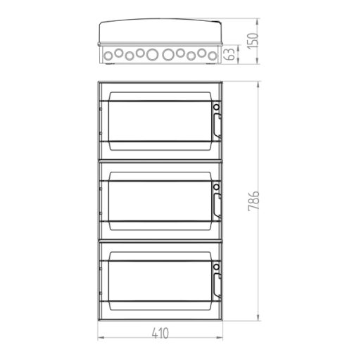 ΠΙΝΑΚΑΣ ΕΞΩΤΕΡΙΚΟΣ LUX 3Χ18 IP65 PE+N EUROLAMP – 151-25141