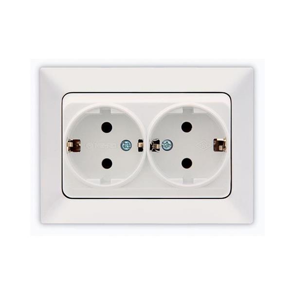 ΠΡΙΖΑ ΣΟΥΚΟ ΔΙΠΛΗ ΧΩΝΕΥΤΗ 16A ΛΕΥΚΗ EUROLAMP ΝΕAD – 152-16003