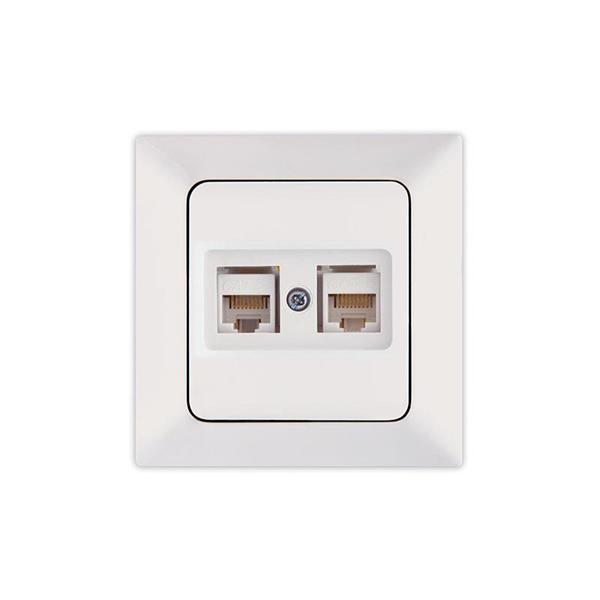 ΠΡΙΖΑ DATA CAT 6 RJ 45 ΔΙΠΛΗ ΛΕΥΚΗ EUROLAMP ΝΕAD – 152-16016