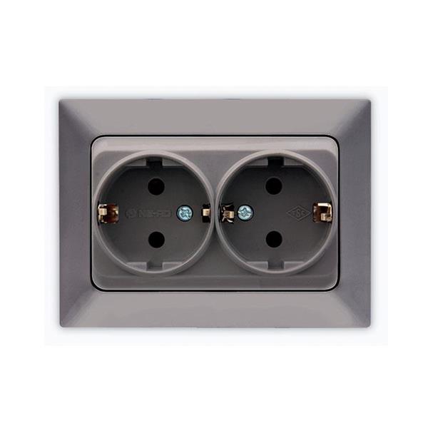 ΠΡΙΖΑ ΣΟΥΚΟ ΔΙΠΛΗ ΧΩΝΕΥΤΗ 16A ΓΡΑΦΙΤΗΣ EUROLAMP ΝΕAD – 152-16303