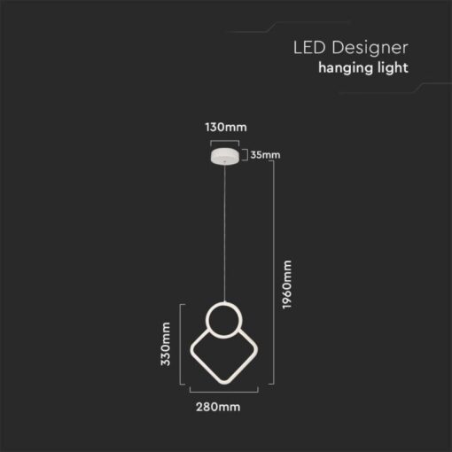 LED κρεμαστό φωτιστικό οροφής Designer 12W 4000K φυσικό λευκό με λευκό σώμα V-TAC – 15338