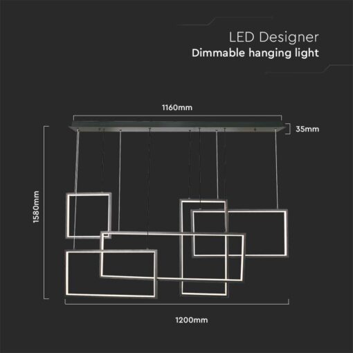 Κρεμαστό φωτιστικό οροφής LED 45W 3000K Μαύρου Χρώματος V-TAC – 15344
