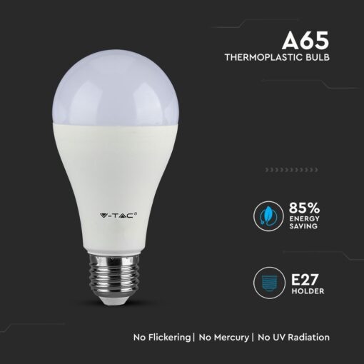 LED Λάμπα E27 A65 15W V-TAC PRO Samsung Chip 200° 1250lm Φυσικό Λευκό 4000K – 160