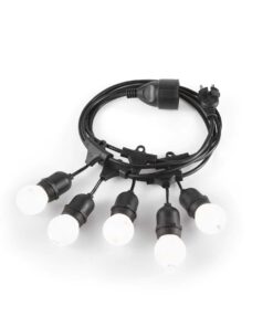 IDEAL LUX Αδιάβροχη Γιρλάντα κήπου 4,04m FIESTA 5xE27 Μαύρου Χρώματος – 159836