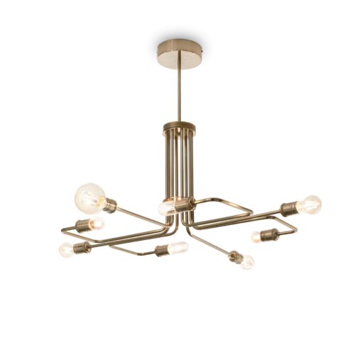 IDEAL LUX Κρεμαστό Φωτιστικό TRIUMPH 8xE27 Χρώματος Παλαιωμένου Χρυσού – 160269