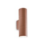 IDEAL LUX Απλίκα Τοίχου Βεράντας GUN 2xGU10 IP44 Καφέ Χρώματος – 163635