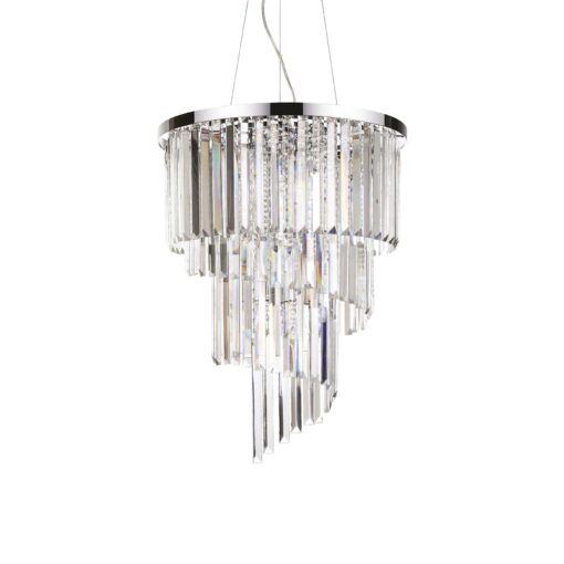 IDEAL LUX Κρεμαστό Φωτιστικό Οροφής CARLTON 12xE14 Χρώματος Χρωμίου – 166247