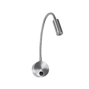 GloboStar® GOOSE 61691 Φωτιστικό Τοίχου – Απλίκα LED 3W 300lm 36° AC 220-240V IP20 – Reading Light – Θερμό Λευκό 2700K Ασημί Αλουμίνιο – Μ6.5 x Π22.5 x Υ23cm – 2 Xρόνια Εγγύηση