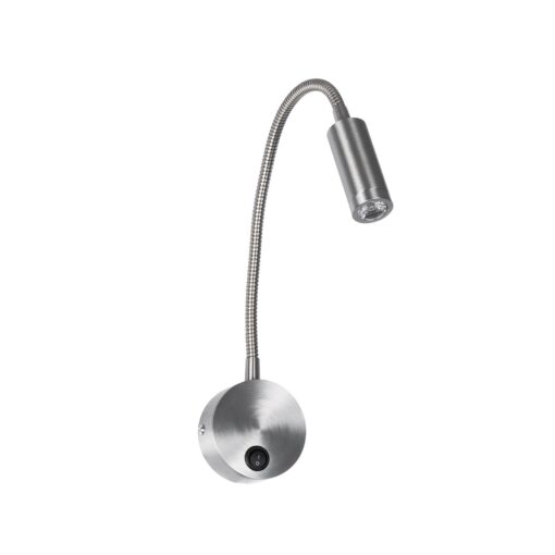 GloboStar® GOOSE 61691 Φωτιστικό Τοίχου – Απλίκα LED 3W 300lm 36° AC 220-240V IP20 – Reading Light – Θερμό Λευκό 2700K Ασημί Αλουμίνιο – Μ6.5 x Π22.5 x Υ23cm – 2 Xρόνια Εγγύηση
