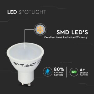 LED SPOT Λάμπα GU10 4.5W V-TAC Θερμό 3000K – 211685
