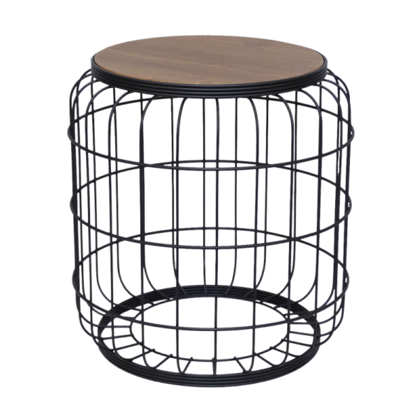 Τραπεζάκι βοηθητικό -Α- VARELAKI H47xΦ42cm μαύρο μεταλλικό/καφέ ξύλο Heronia – 17-0032